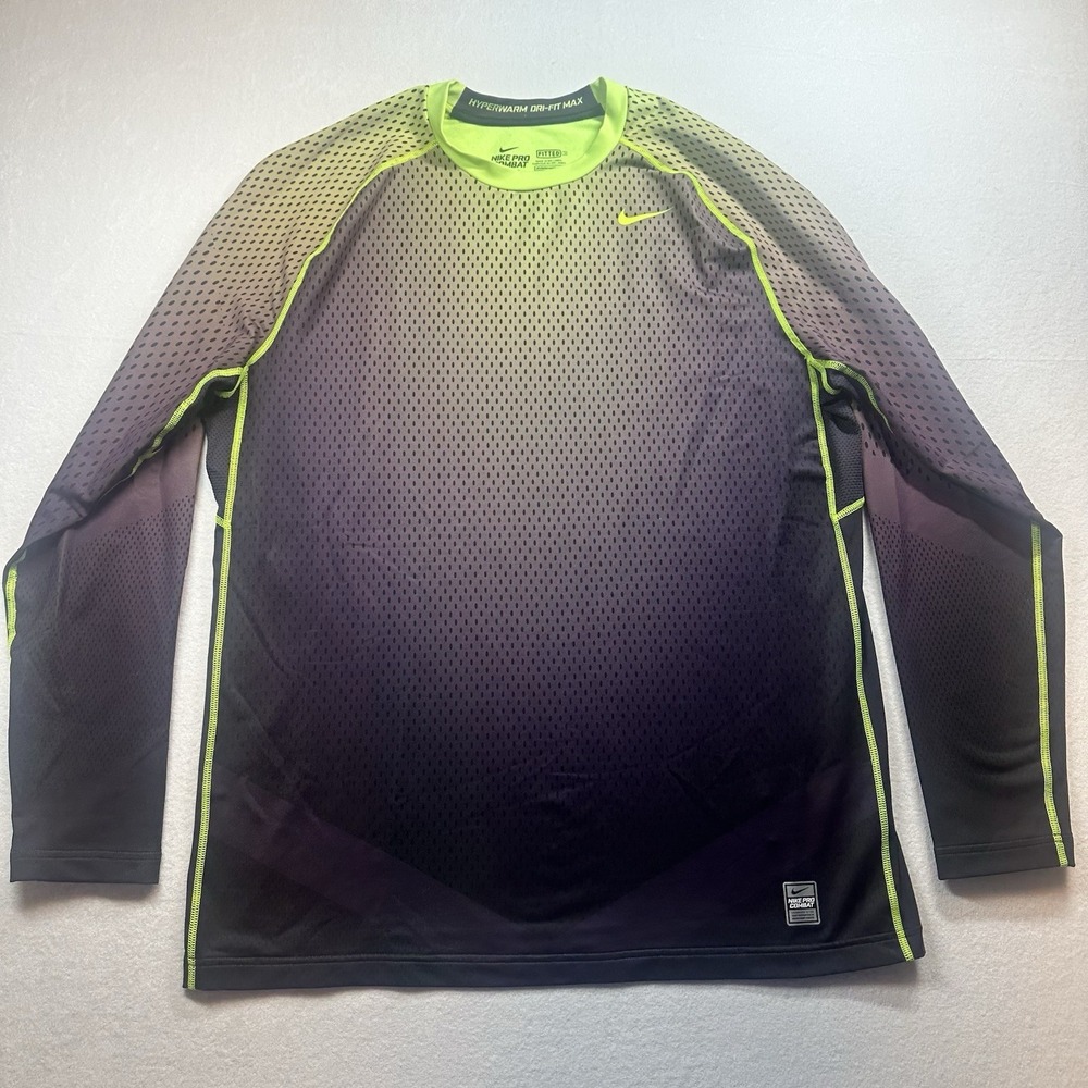 Nike Pro Combat Hyperwarm XL Fitted Athletic Sweatshirt‎ Green